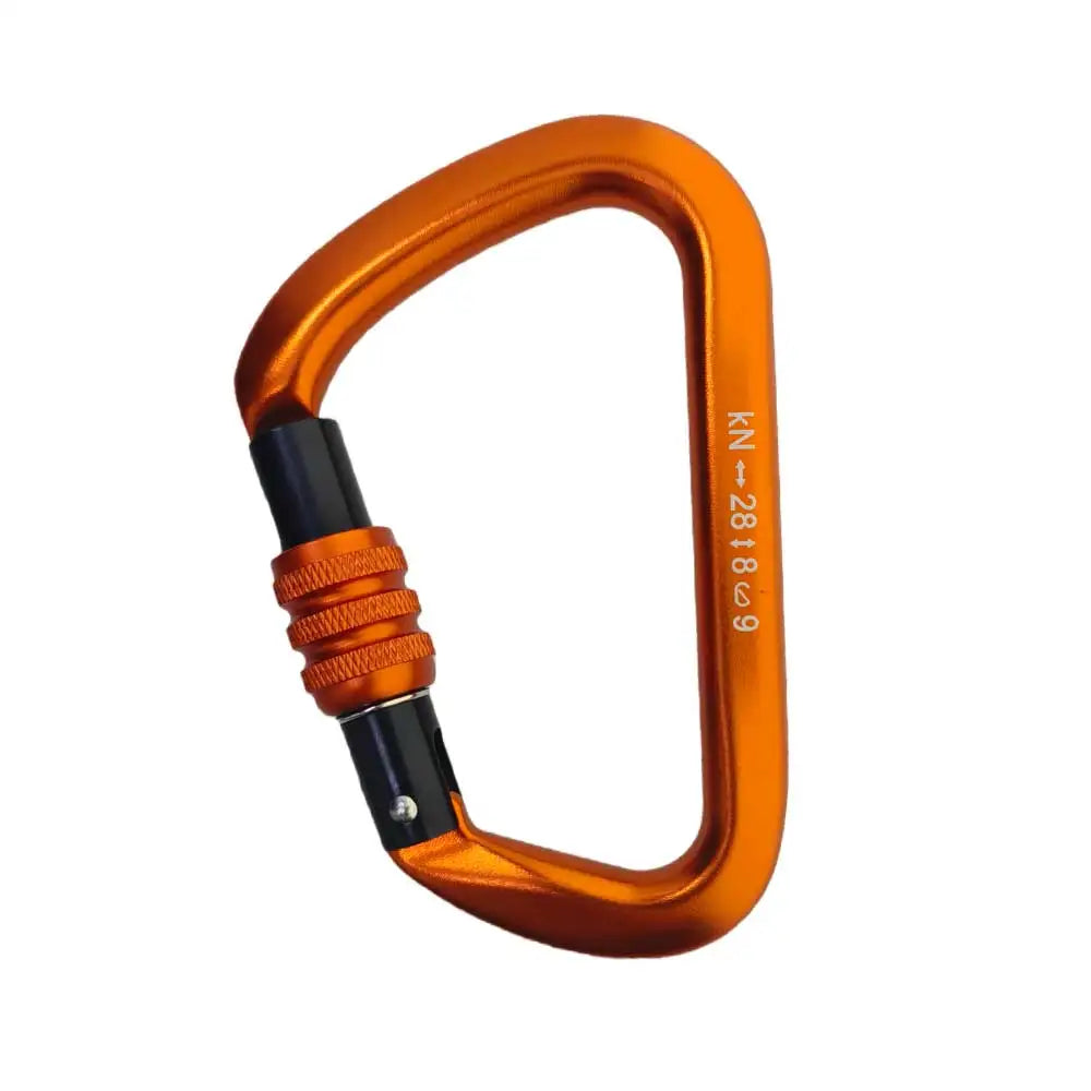 28kN Big D Screw Gate Carabiner Rock Climbing Mountain Landing Hook High Altitude Clip Aluminum Alloy Safety Buckle Equipment Oasis Select Orange