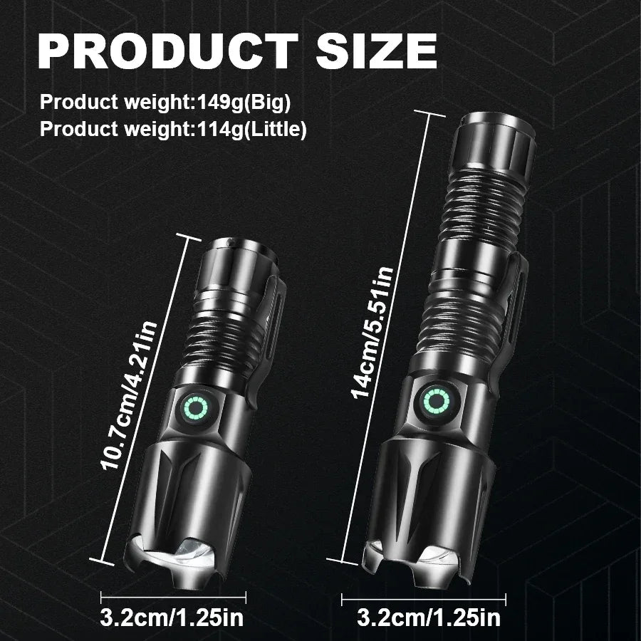 Aluminum Alloy Portable Torch Powerful LED Flashlight USB Rechargeable Outdoor Tactical Zoom Camping Waterproof Flash Light Oasis Select