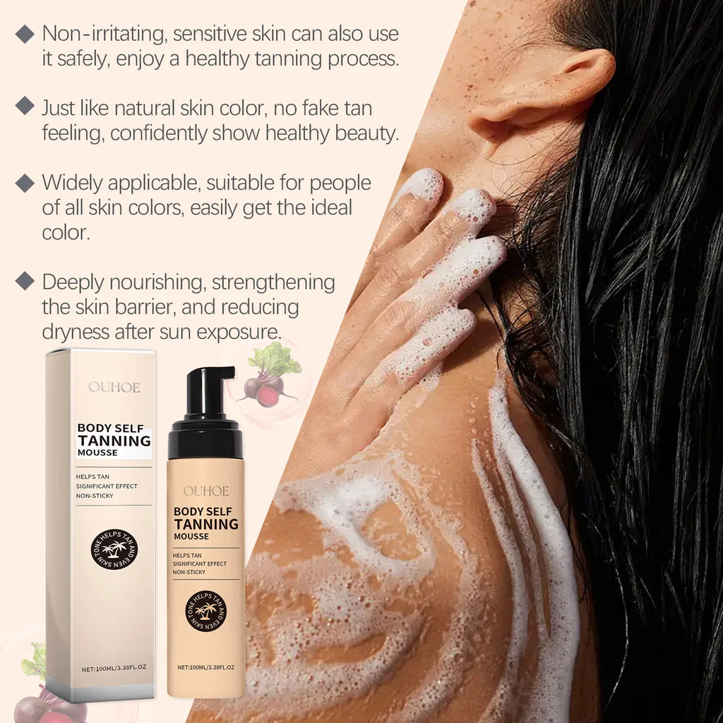 Body Self Tanning Mousse Fake Tan Bronze Skin Quick Natural Tanning Mousse Body Bronzer Sunless Self Tanner Face Body Outdoor Oasis Select