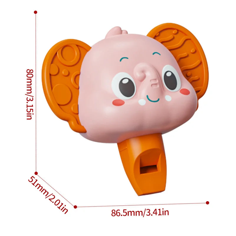 Baby Rattle Toy with Elephant Shapes - Sensory Development Toy for Infants & Toddlers, Mixed Colors - Hand-Eye Coordination, Oasis Select pink whistle