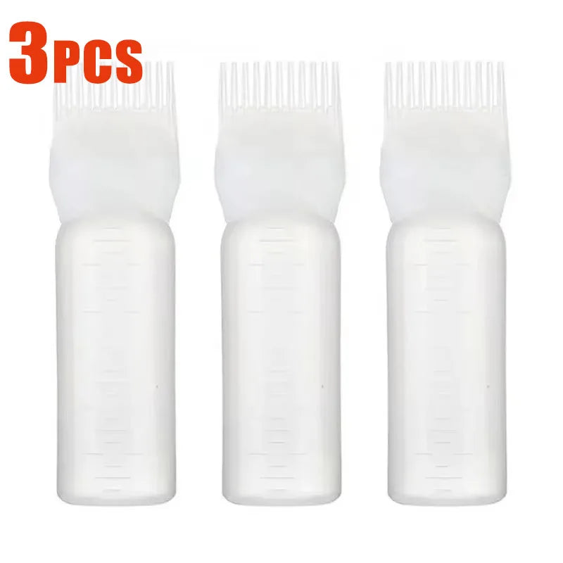 1/2/3Pcs Multicolor Plastic Hair Dye Refillable Bottle Applicator Comb Dispensing Salon Hair Coloring Hairdressing Styling Tool Oasis Select White-3pcs