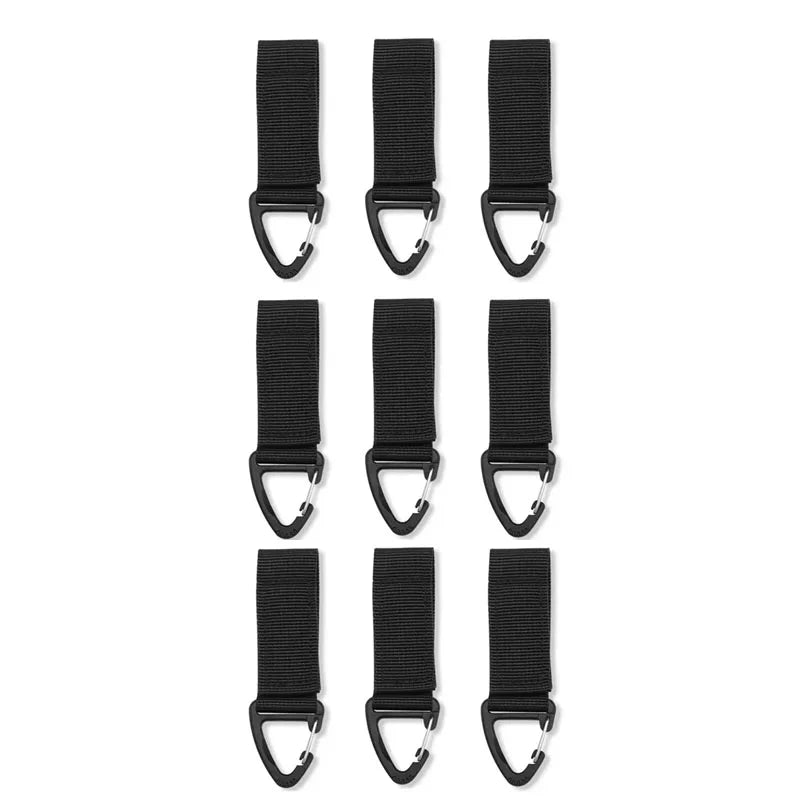 3/6/9PCS Nylon Hang Buckle Strap Outdoor Carabiners Tactical Buckle Belt Clips Keychain Camping Hanging Hooks Camping Tool Oasis Select 9pcs Black