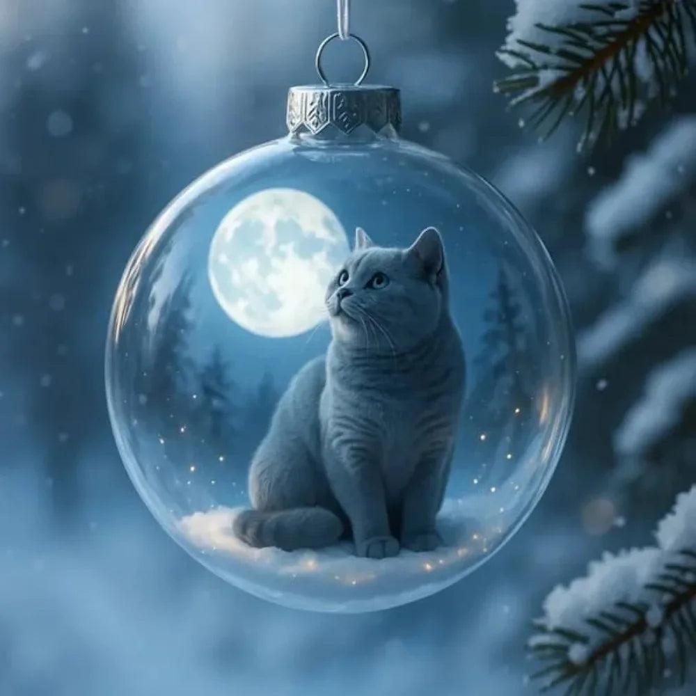 Cat Acrylic Christmas Ball Ornaments – DIY Hanging Baubles