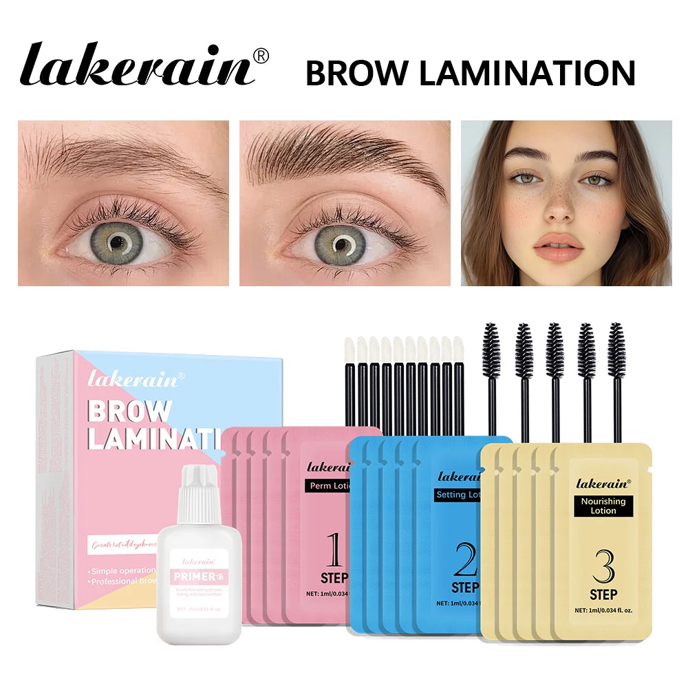 Lakerain Eyebrow Lamination Kit Professional DIY Eye Brow Perm Set Create Fuller Thicker Brows Lasting Eyebrow Natural Makeup Oasis Select SET