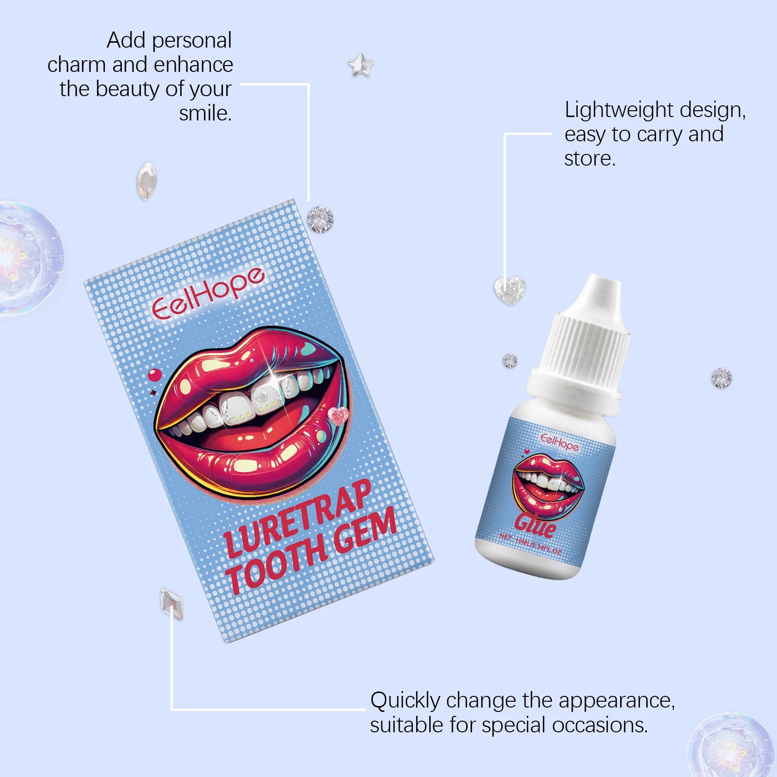 Tooth Gems Sparkling Teeth Jewelry Party Photography Beauty Smile Decor DIY Clear Precious Stone Personalized Fashion Tooth Kit Oasis Select