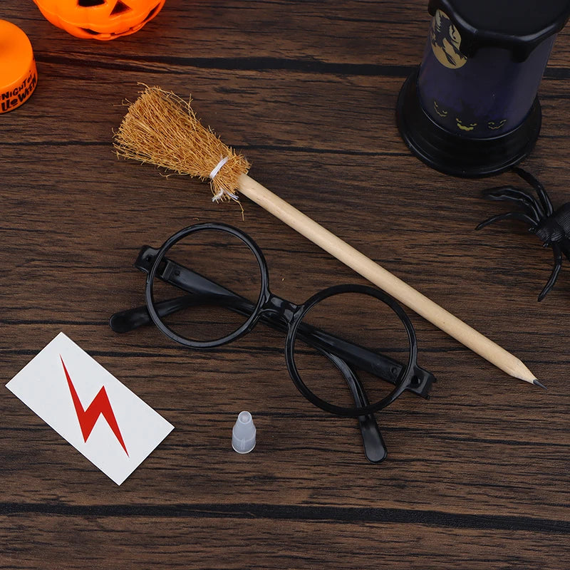 45Pcs/Set Wand Pencils Tattoo Stickers Broom And Glasses Wizard Party Favors Wizard Wands Theme Party Supplies Oasis Select