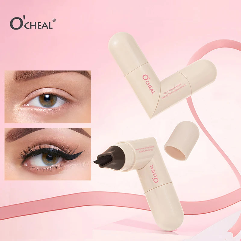 O'CHEAL All-in-one Rotating Eyeliner Stamp Pen Quick Eye Makeup Double-Ended Eyeliner Waterproof Long-Lasting Stamp Eyeliner Oasis Select