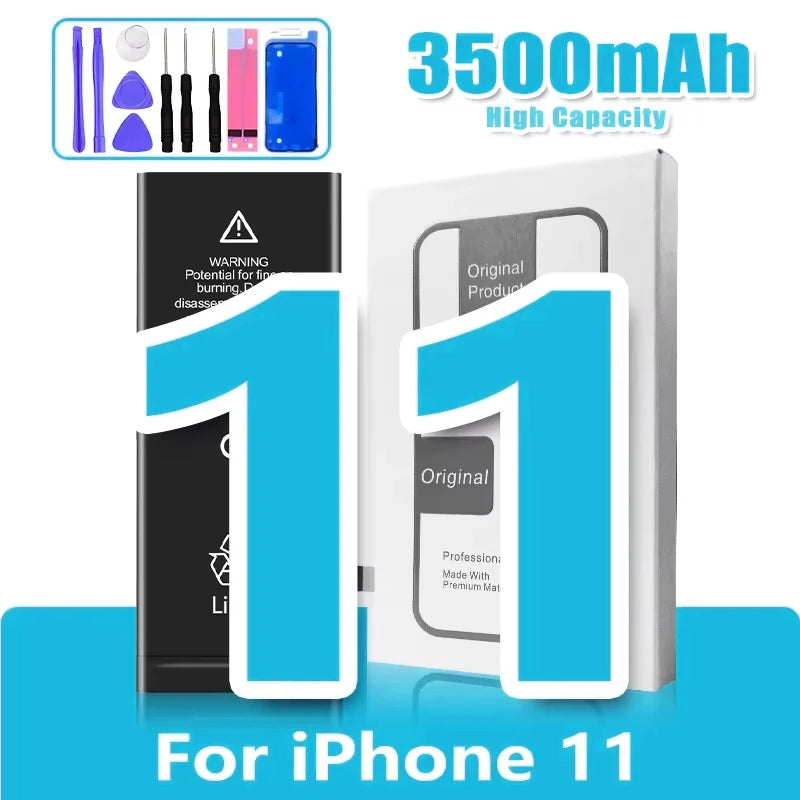 0 Cycle High Capacity Battery For iPhone 11 11Pro 12Pro 12 13 14 13Pro 14Pro Max Mini Phone Bateria + Free Tool Kit Oasis Select 11 3500mAh HC