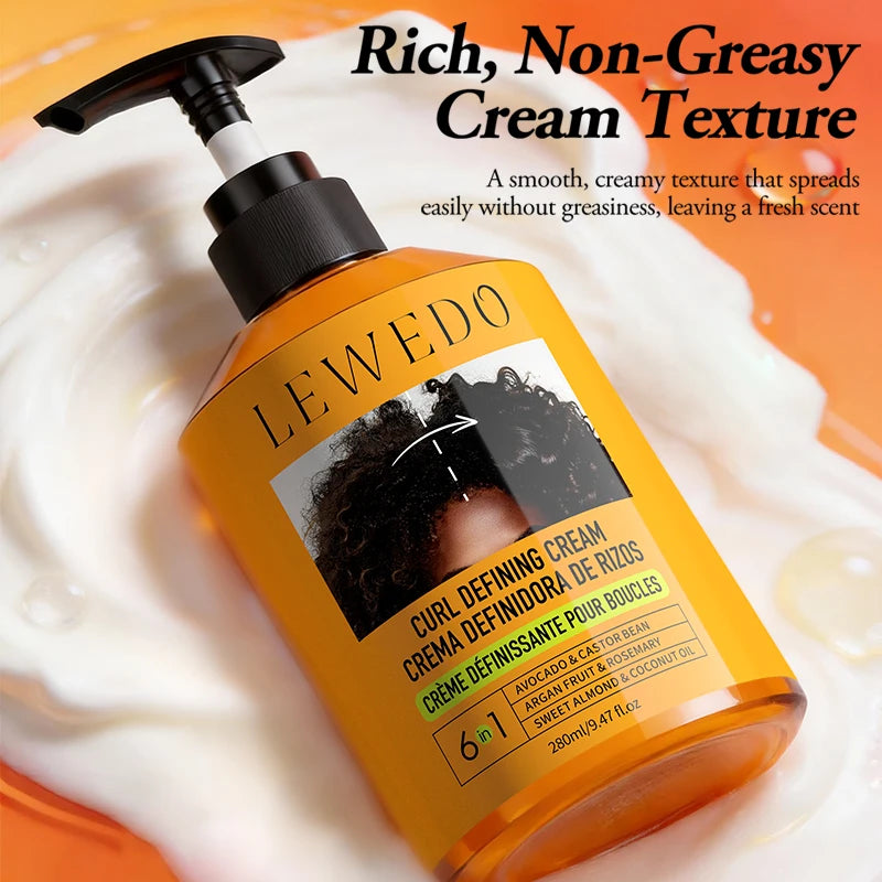 LEWEDO 280ml Black Castor Oil Curl Defining Styling Cream