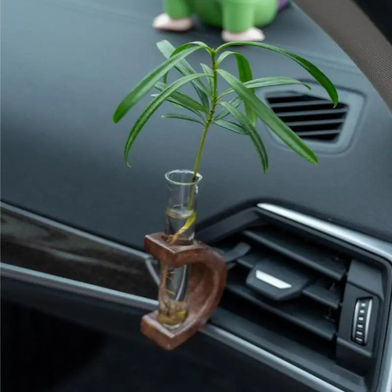 Flower Vase Clip Eco-friendly Personalized Wooden Car Vent Clip Vase Dashboard Decor Unique Flower Display Clip Desktop Ornament Oasis Select
