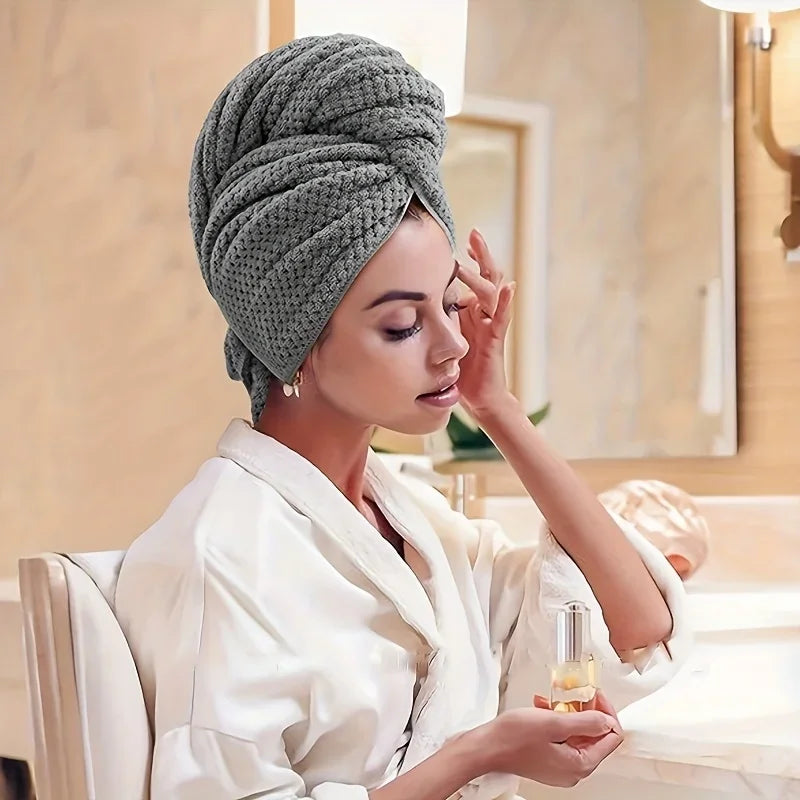 Microfiber Hair Towel Extra Large Wrap Quick Dry Hair Towel Wrap With Elastic Band , Ultra Absorbent Soft Hair Towel Wrap Turban Oasis Select