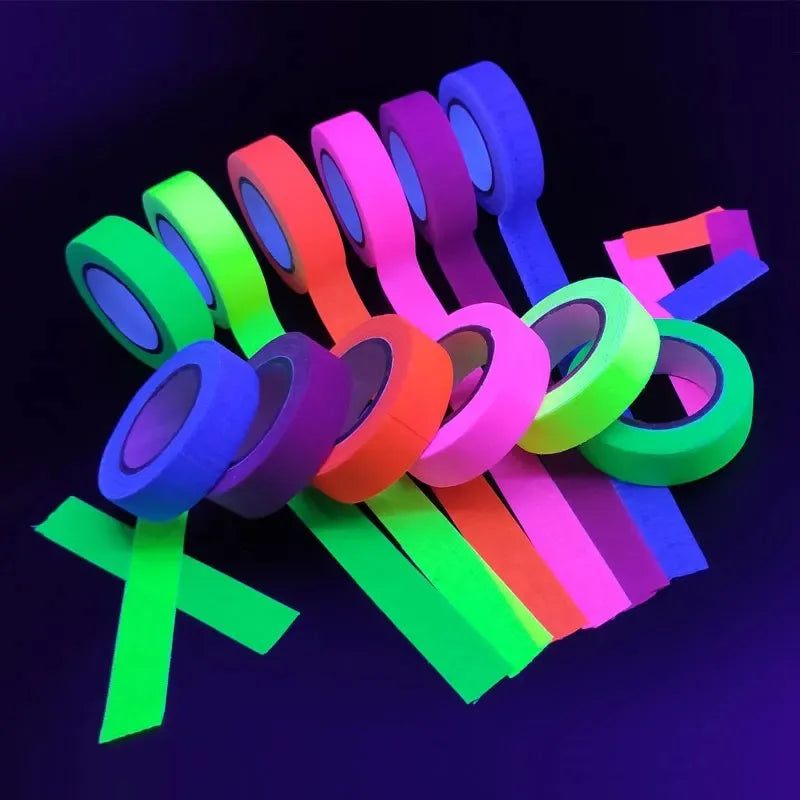 6-Color Neon UV Blacklight Tape Set – Fluorescent Party Tape