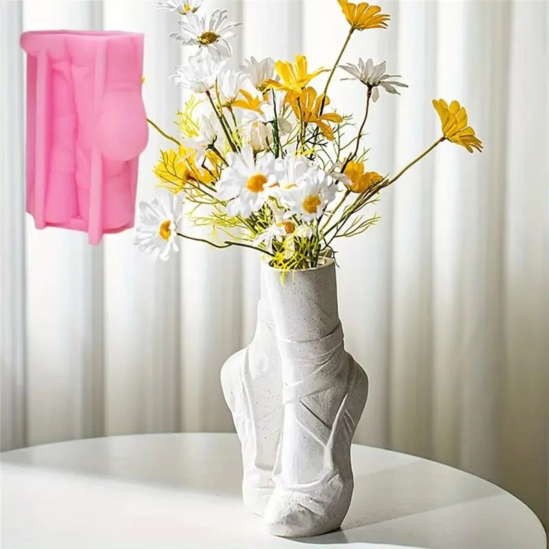 LIKE WISH DIY Dance Cloth Shoes Shaped Vase Epoxy Resin Silicone Mold Ballet Foot Vase Concrete Mold Home Decor Vase Gypsum Mold Oasis Select