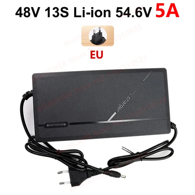 36V 48V Charger 2A 5A 10S 13S Lithium-ion Battery Pack Charger 42V 54.6V 5A Intelligent Fast Charging EU Plug With Cooling Fan Oasis Select 48V 5A-DC EU Plug