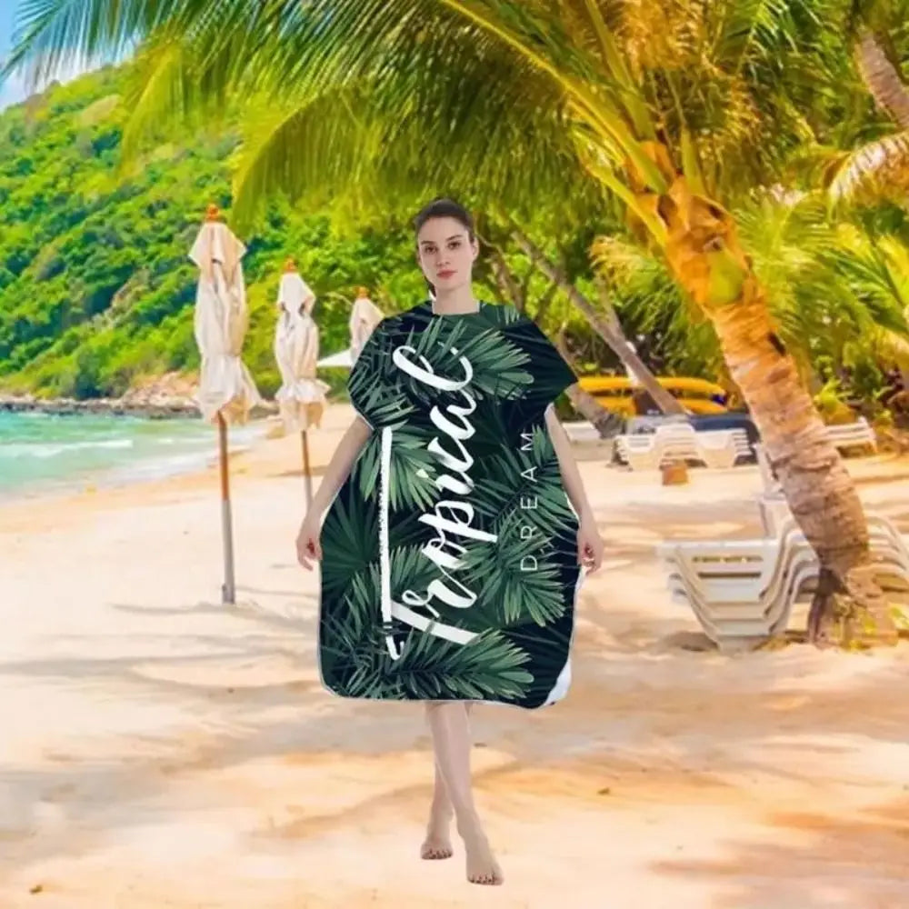 Surf Poncho Microfiber Beach Towel Fabric Quick Dry Bath Towel Absorbent Hooded Swimming Bathrobe Adult Oasis Select