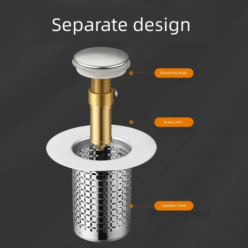 Stainless Steel Floor Drain Filter Pop-Up Bounce Core Basin Stopper Washbasin Plug Anti Odor Hair Catcher Shower Sink Strainer Oasis Select