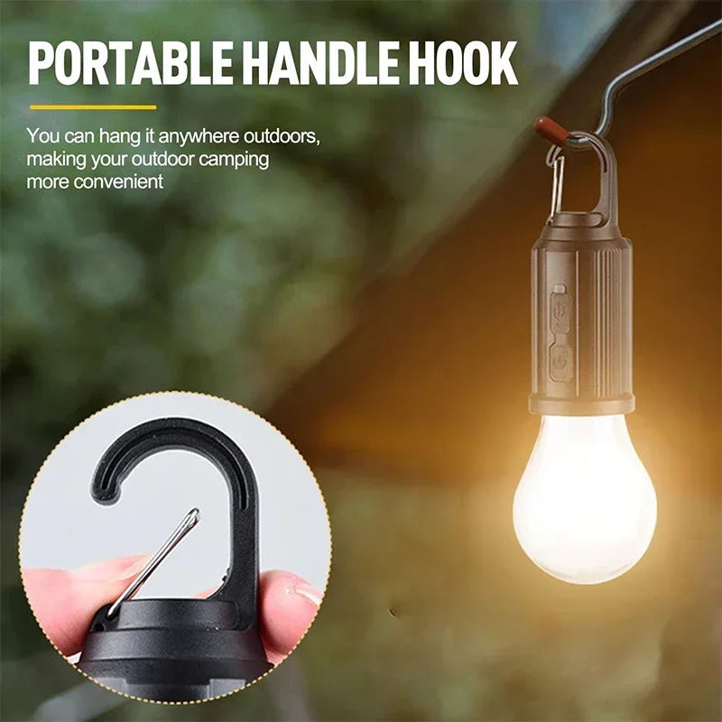 LED Solar Camping Lantern – USB Rechargeable Dimmable Bulb Hook