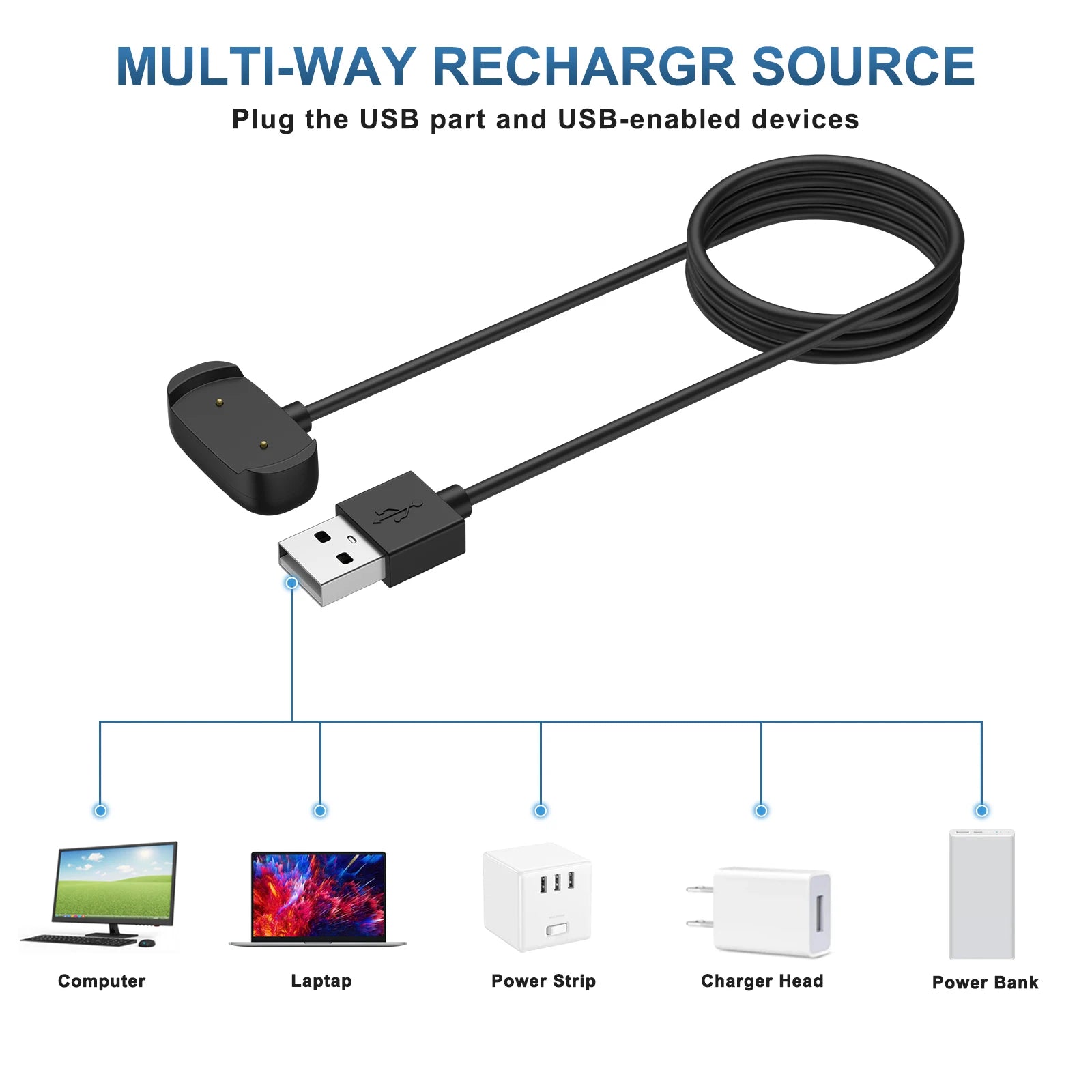 USB Charger for Amazfit GTR 2, GTS 2, Bip 3 Pro & T-Rex Pro Smartwatch Charger Oasis Select