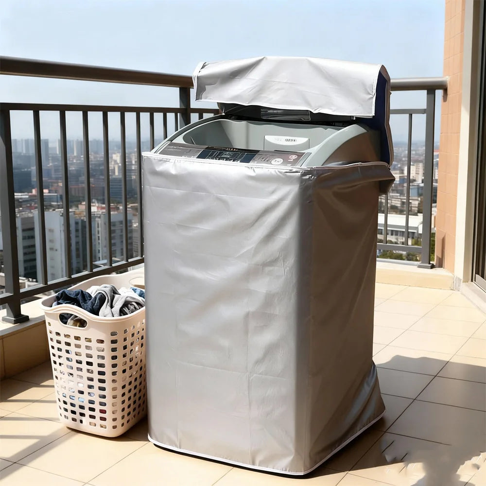 Waterproof Top Load Washing Machine Cover, Sunproof Dustproof Silver Coated Fabric, All-Weather Protection for Outdoor Balcony Oasis Select