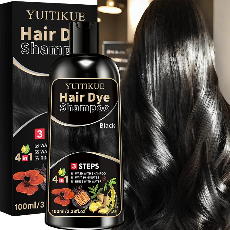 YUITIKUE Herbal Black Hair Dye Shampoo - Gentle Cleansing, Long-Lasting Color & Healthy Dyeing Oasis Select