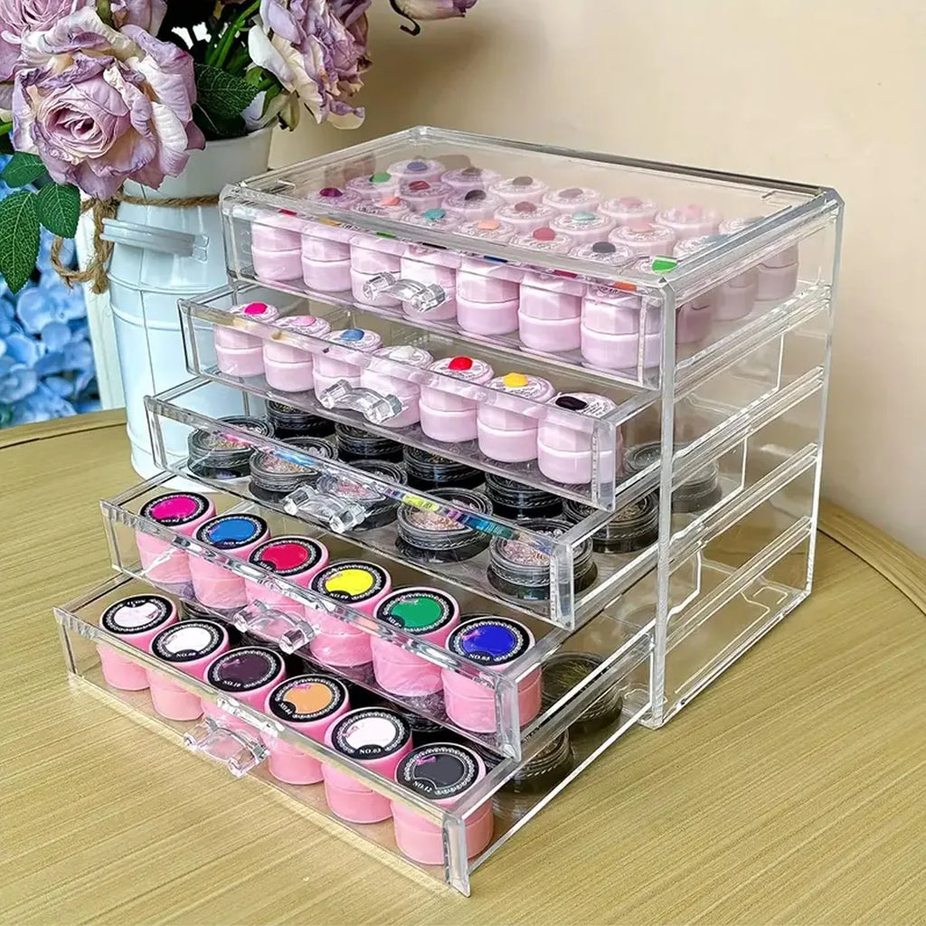 1pc,Nail polish storage box, nail polish display box, transparent multi-layer storage rack, cosmetics, lipstick, jewelry storage Oasis Select