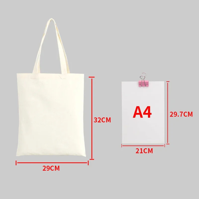 Reusable Foldable Shoulder Handbag Eco-Friendly Women Ladies Large Cotton Fabric Canvas Tote Bag For Market Shopping Bags Blank Oasis Select Beige-29x32cm