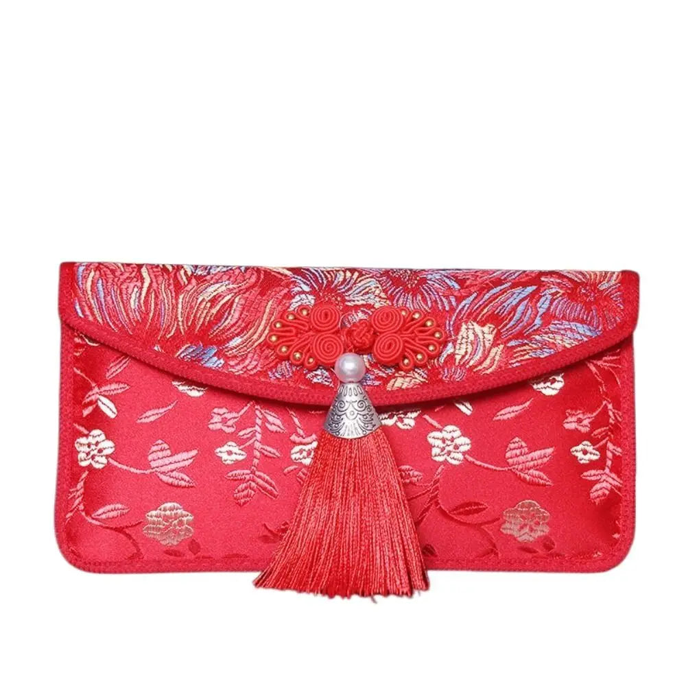 Embroidered Silk Red Envelope Gift Bag – New Year & Wedding Embroidered Gift Bag Oasis Select C