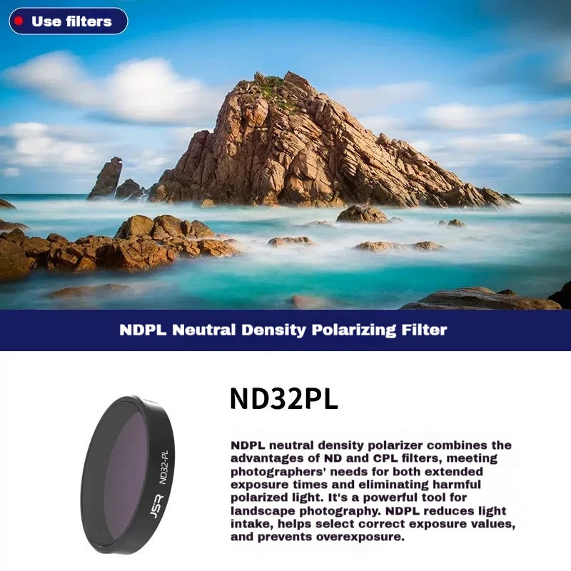 JSR Lens Filters for DJI Osmo Action 5 Pro/4/3 – UV CPL ND Set
