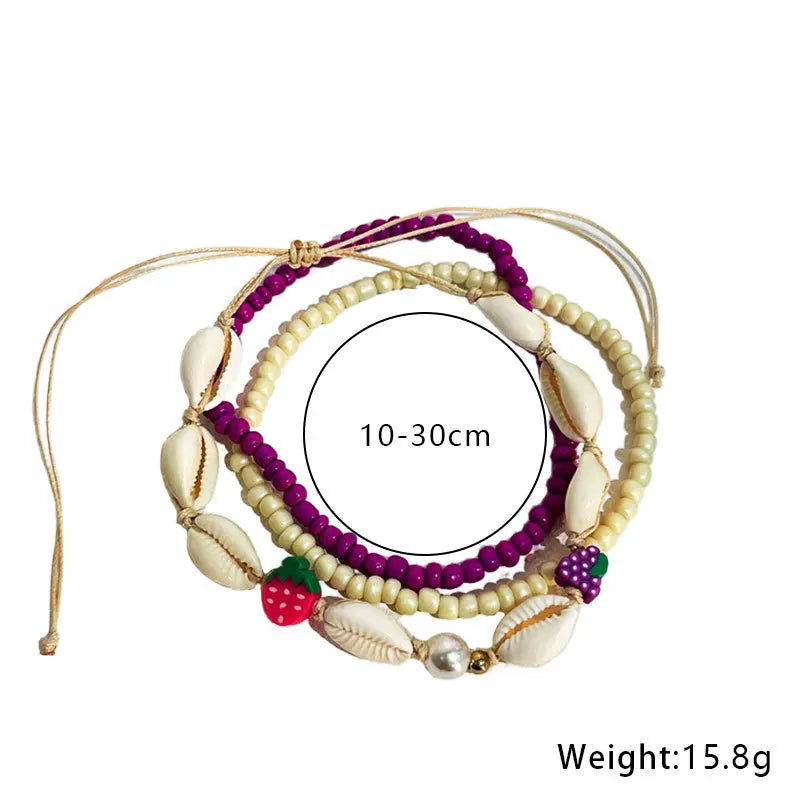 Colorful Bohemian Anklet Set Starfish Shell Beads Ankle Bracelet Women Boho Charm Pendant Handmade Fashion Jewelry Gift Oasis Select