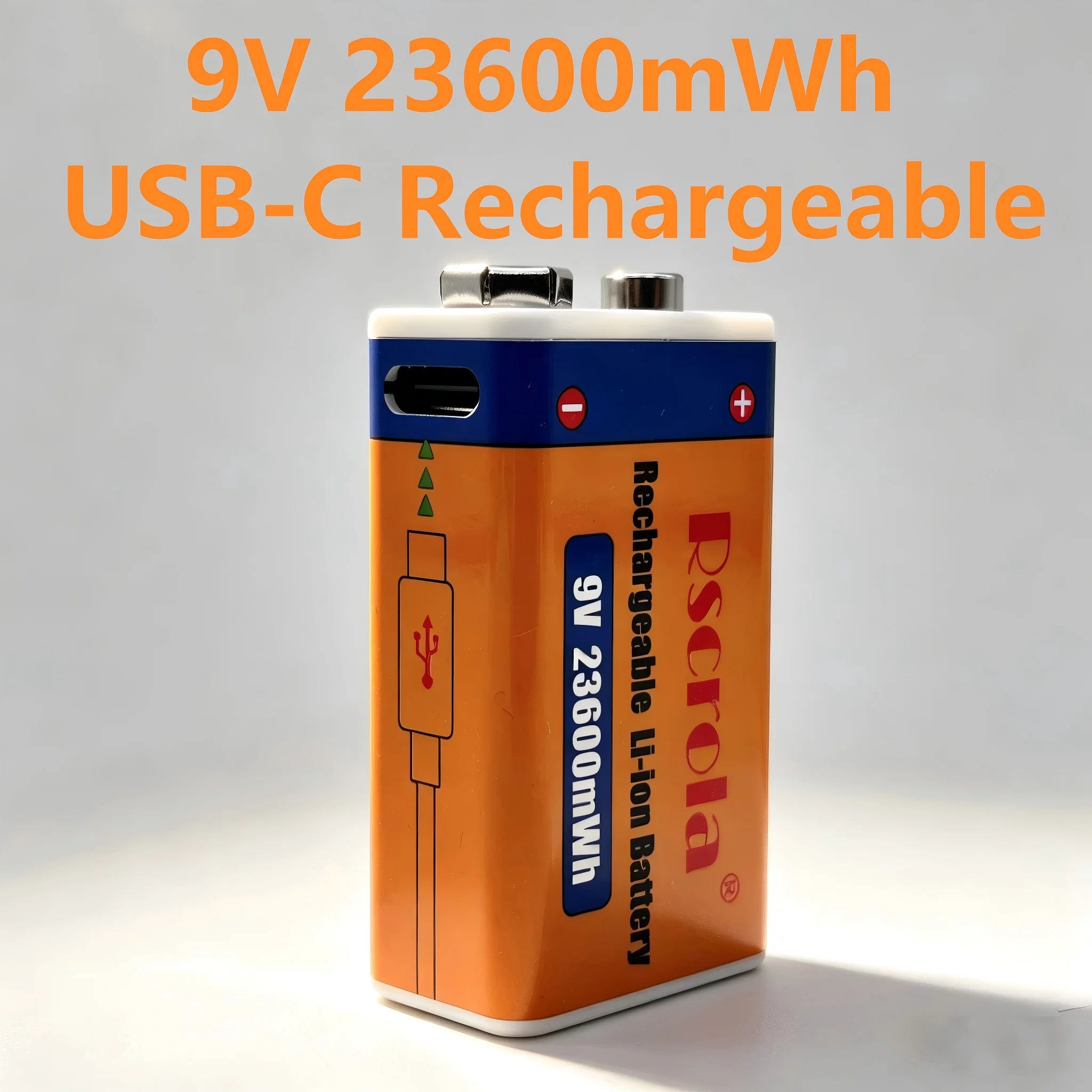 9V 23600mWh Li-ion Rechargeable Battery,USB Type-C Direct Charging Lithium Battery for Multimeter, Microphone, Toys,1500+ Cycles Oasis Select