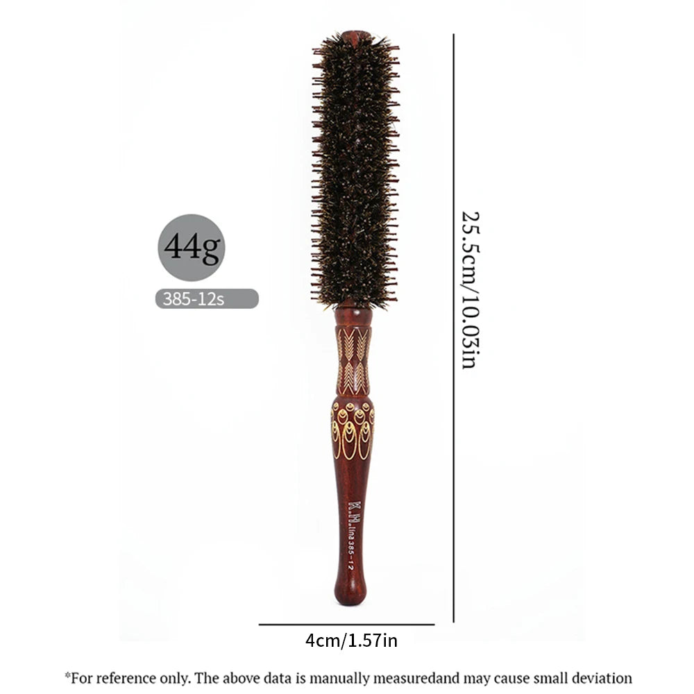 Wooden Round Hair Brush – Anti-Static Boar Bristle Styling Tool Round Hair Brush Oasis Select 385-12
