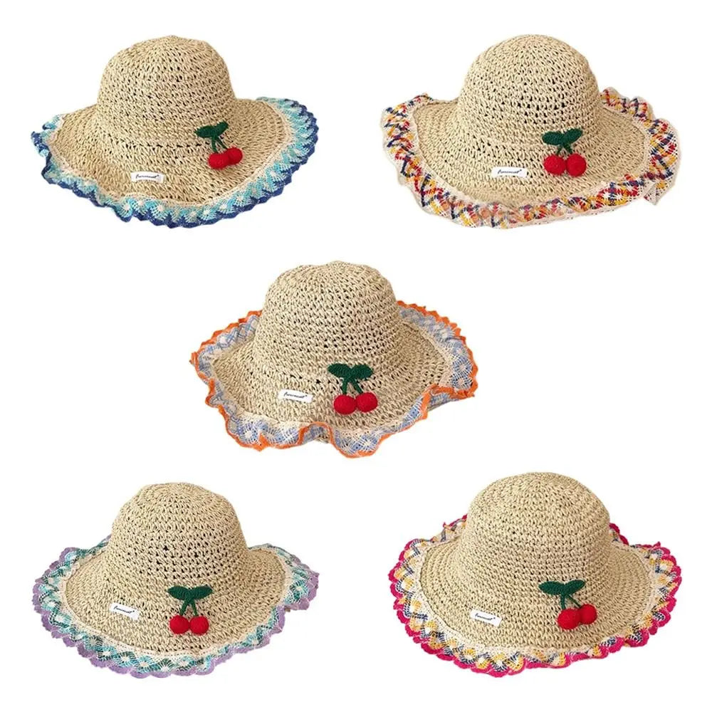 Fashionable Large Brim Straw Hat Floral Tie Ethnic Style Fisherman's Hat Hollow out Sun Protection Hat Vacation Oasis Select