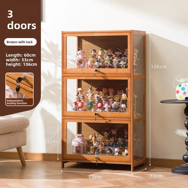 Figure display cabinet with lock acrylic display stand transparent dustproof model building block ornament shelf display box Oasis Select Three layers 60 long