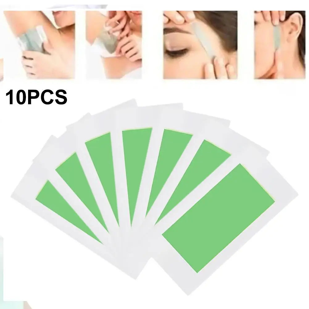 10 Sheets Hair Removal Wax Strips Painless Armpit Lips Leg Body Hair Remove Stickers Eyebrow Face Wax Paper Pad for All Ski E0T0 Oasis Select