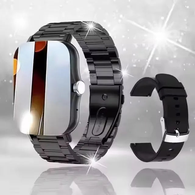 Smart watch with full touch screen, call, message reminder, music control and other functions, compatible with iPhone/android mo Oasis Select Bk20Szstrap