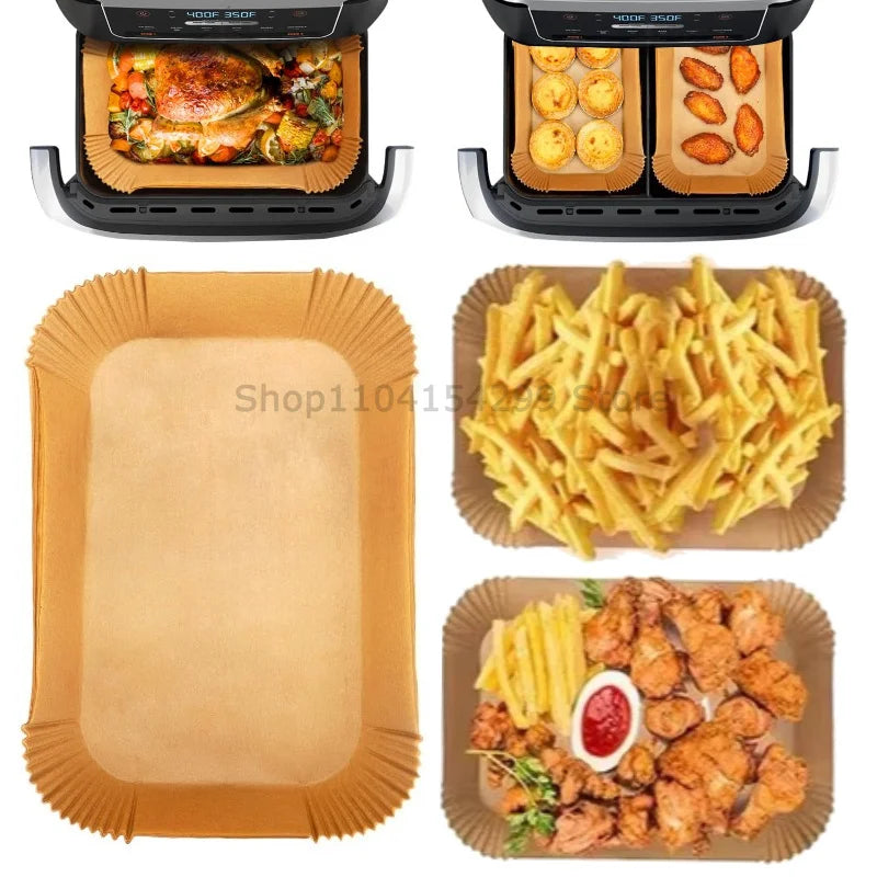 50/100pcs Disposable Air Fryer Paper Non-Stick Kitchen Baking Airfryer Mat Oilproof Micro-wave Barbecue Pad Baking Paper Oasis Select