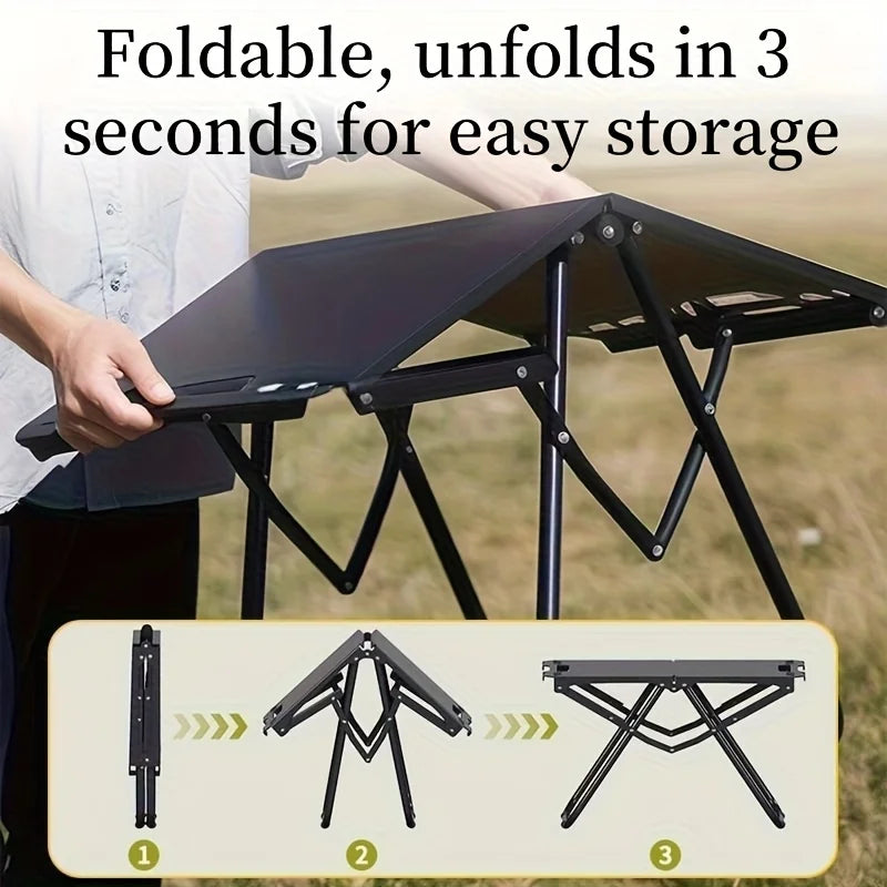 Lightweight Carbon Steel Portable Foldable Camping Table - Multipurpose BBQ & Picnic Table for Outdoor Travel, Hiking & Camping Oasis Select