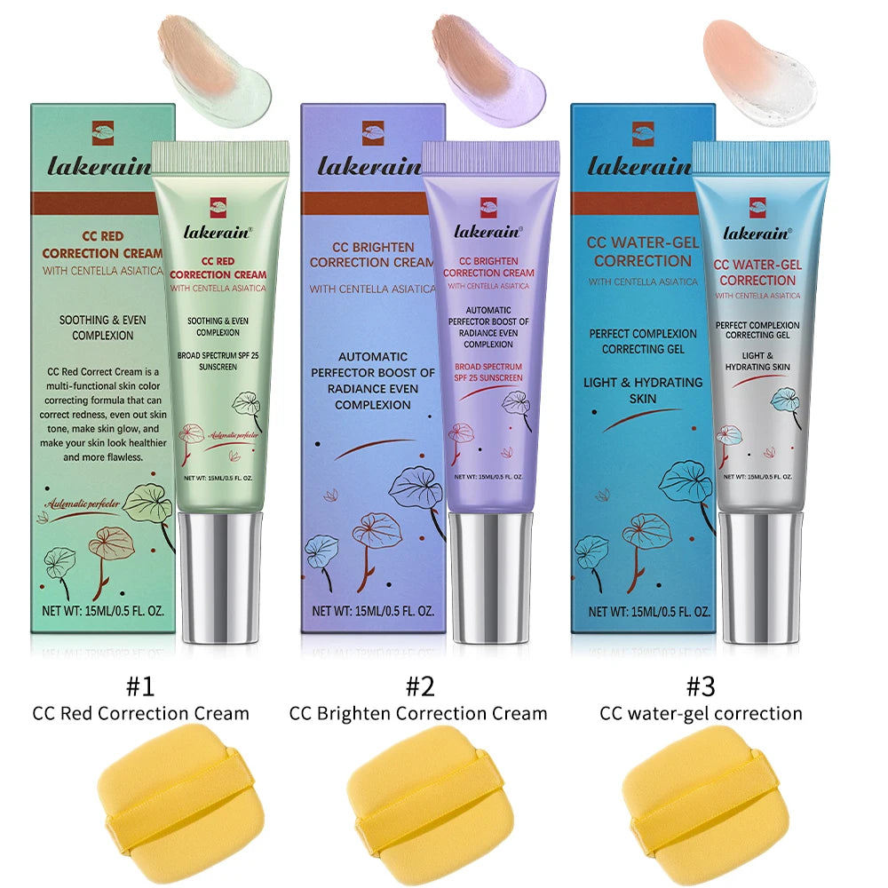 CC Cream Color Changing Liquid Foundation Centella Korean High Coverage Foundation Foundation Cream for Face Base Makeup Oasis Select 3color free puff