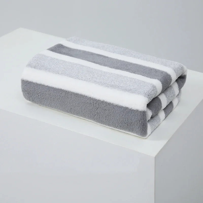 Striped Towel Set – Soft Quick-Dry Bath & Hand Towels Bath Towel Set Oasis Select gray 70x140cm 1pc