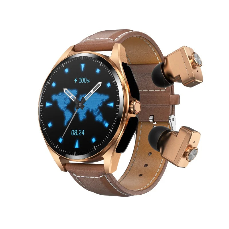 Smart Watch TWS Bluetooth Headset 2 In 1 Watches Men Women Music Play BT Call Smartwatch Waterproof Sports Modes Message Push Oasis Select GDBWL