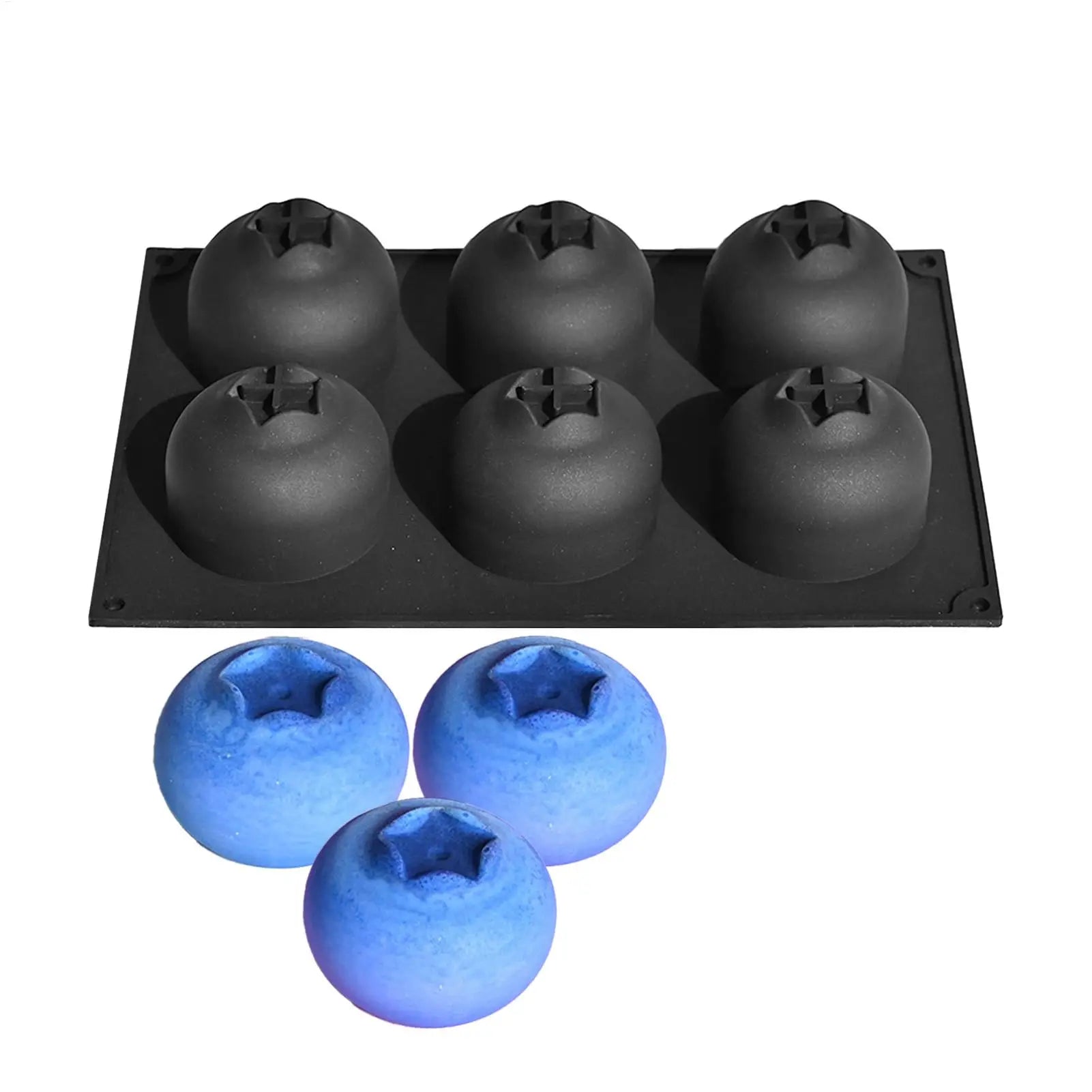 Silicone Baking Mold 6-Cavity Blueberry Food-Grade Heat Resistant Blueberry Shaped Silicone Baking Pan for Chocolate Cookie Oasis Select