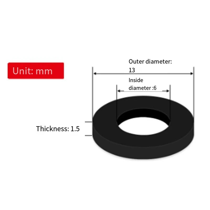 WISH M6 Black Plastic Rubber Flat Washer Plane Spacer Insulation Gasket Ring For Screw Bolt Oasis Select