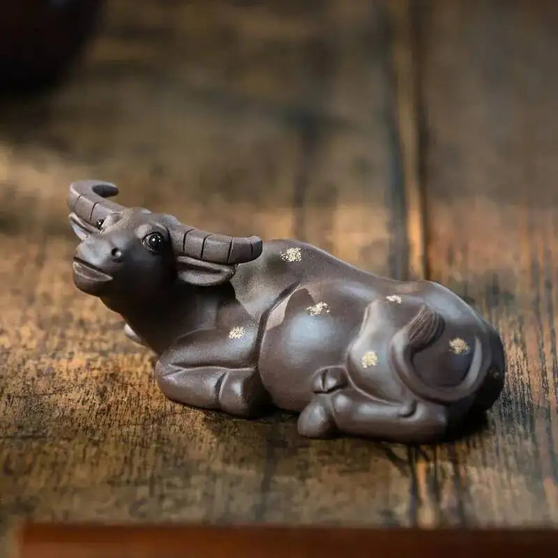 Purple Clay Tea Pet Water Buffalo Ornament Zodiac Ox Sculpture Creative Tea Set Tea Player Home Tea Ceremony Accessories Can Be Oasis Select Purple Clay