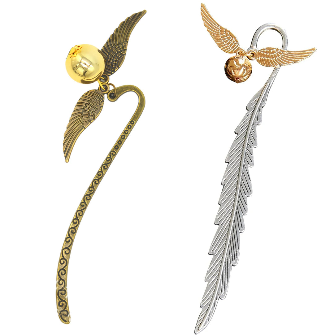 Magic Academy Metal Bookmark with Ornament Golden Snitch Hogwarts Reading Gift Christmas Stocking Book Lover Gift (Silver/Gold) Oasis Select