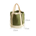 Simple large capacity women's handbag canvas insulated hand-held lunch bag drawstring student insulated lunch bag Oasis Select Green