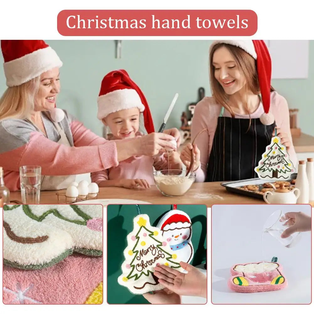 Christmas Hand Towel – Quick-Dry Coral Fleece Kitchen & Bath Christmas Hand Towel Oasis Select