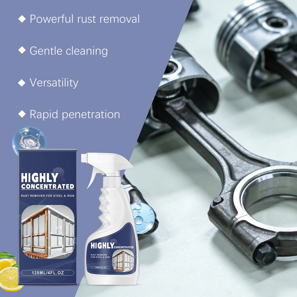 Highly Concentrated Rust Remover Spray Anti-Rust Cleaner for Steel & Iron Restores Shine Hardware and Steel Rust Cleaning Agent Oasis Select