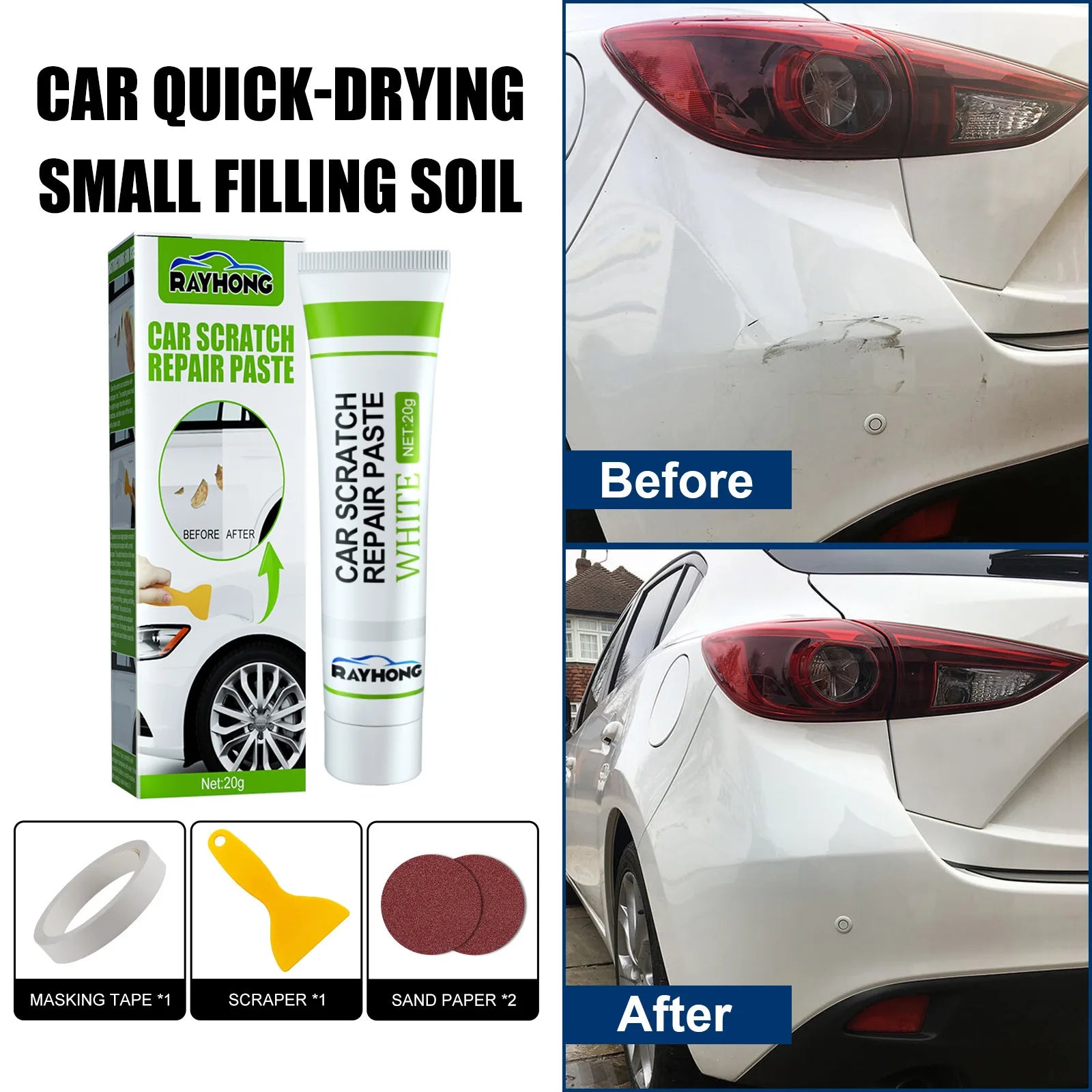 Fiberglass Repair Paste Bonding Strong Quick Dry Little Putty Long Strand Fiber Deep Cracks Car Scratch Remover Paste Fix Tools Oasis Select