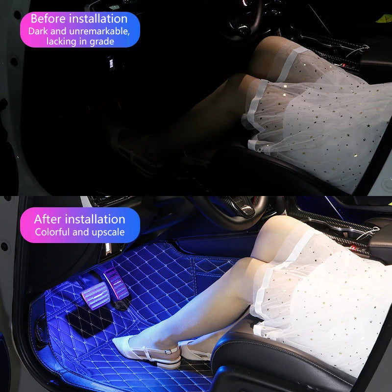 48 LED RGB Car Foot Ambient Light With USB Cigarette Automotive Interior Lights Strip Decoration Bar Remote/Voice Control Oasis Select