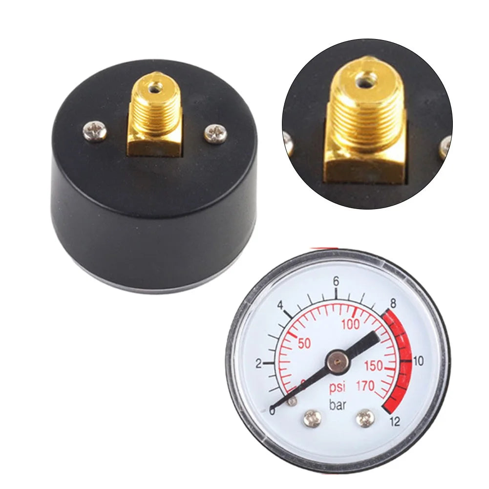 Air Compressor Pneumatic Hydraulic Fluid Pressure Gauge 0-12Bar / 0-170PSI Easy To Read Dial Measuring Instrument Oasis Select